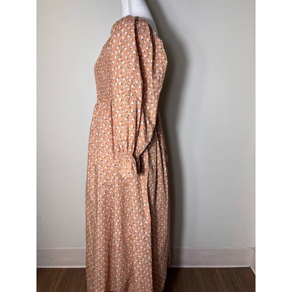 English Factory TAn Floral Peasant Dress Sz L - Picture 2 of 4